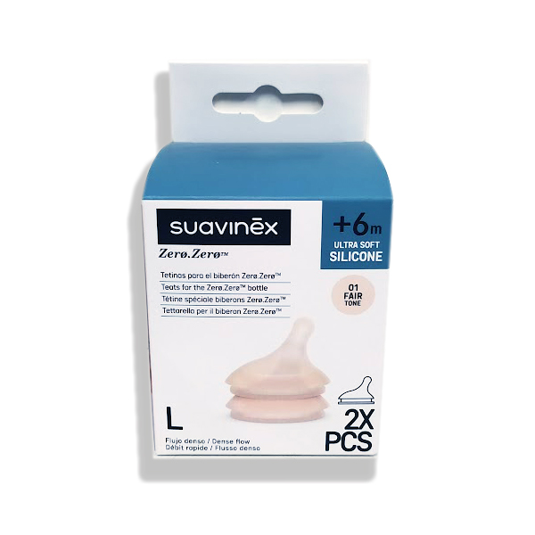 SUAVINEX TETINA ZERO ZERO SILICONA +6M FLUJO L SOFT TONE (2 UNIDADES)