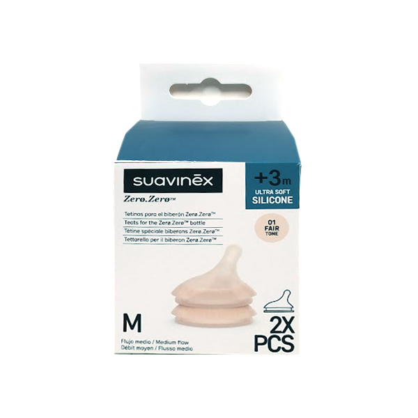 SUAVINEX TETINA ZERO ZERO SOFT SILICONA +3M FLUJO M SOFT TONE (2 UNIDADES)
