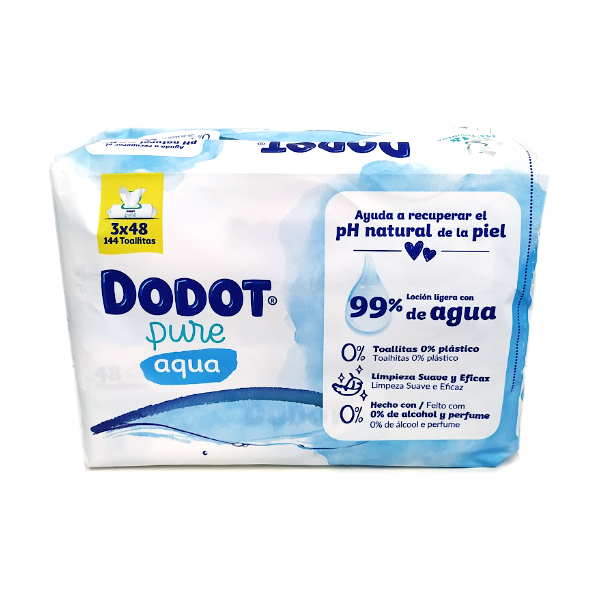 DODOT TRIO TOALLITAS AQUA PURE (3 PACKS X 48 UNIDADES) 