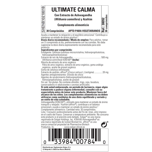 SOLGAR ULTIMATE CALMA (30 COMPRIMIDOS)
