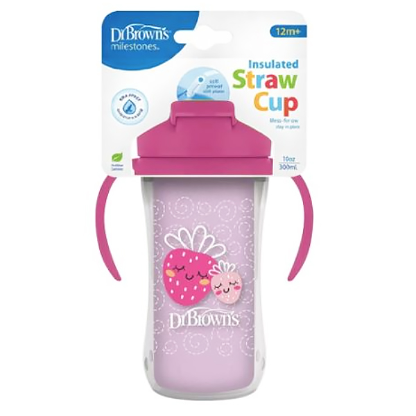 DR. BROWN´S VASO TERMICO PAJITA SOFT SILICONA STRAW CUP ROSA (1 UNIDAD)