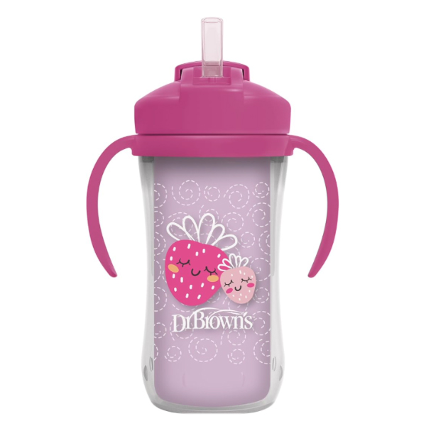 DR. BROWN´S VASO TERMICO PAJITA SOFT SILICONA STRAW CUP ROSA (1 UNIDAD)