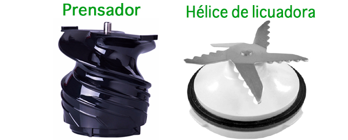 diferencias entre prensador de cold press juicer y la helices de la licuadora